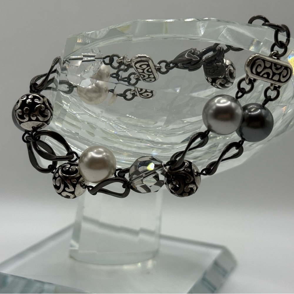 Brighton Contempo Chic Black Pearl Bracelet, Gunmetal Tone, Beautifully Accented